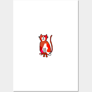 Small Red Crystal Cat Posters and Art